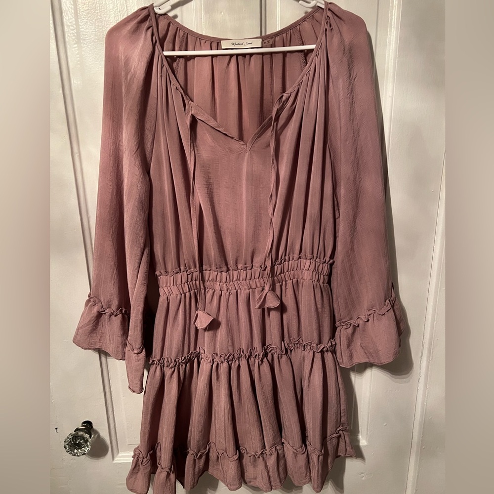 Mustard Seed Pink Long Sleeve V-Neck Sundress